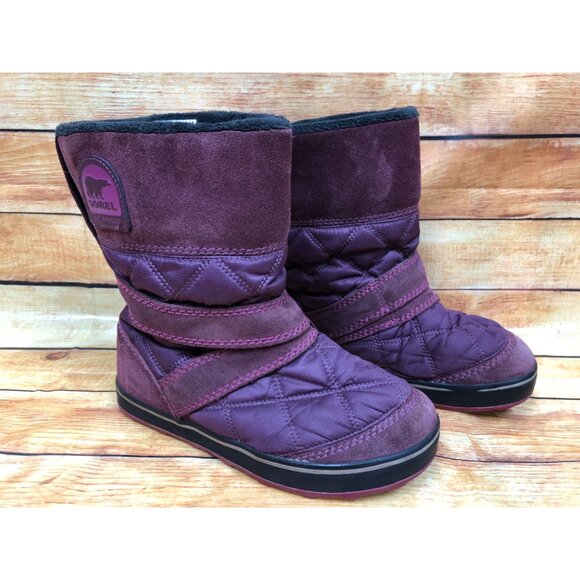 Sorel Glacy Vino Snow Winter Fleece Lined Waterproof Boots Womens 6.5 (t6n) - Picture 3 of 10